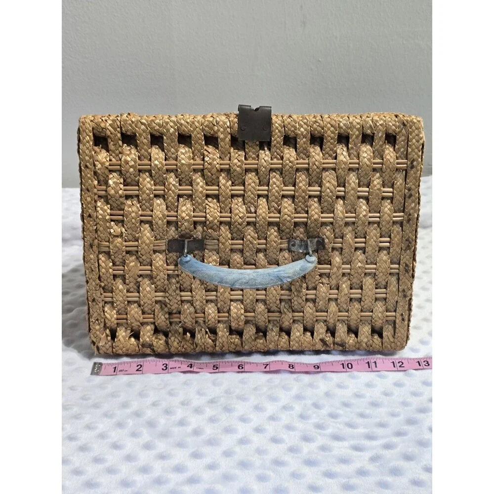 Vintage Wicker Market Basket Large Harvest Farmhouse Picnic Tote Rustic Storage